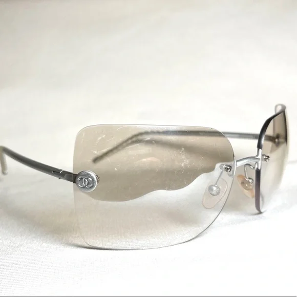 CHANEL | Accessories | Chanel 434 Matte Silver Clear Rimless  